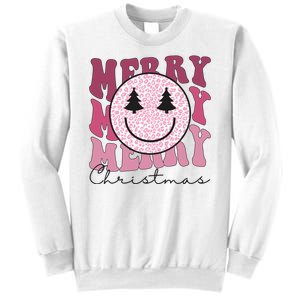 Merry Christmas Retro Leopard Smile Sweatshirt