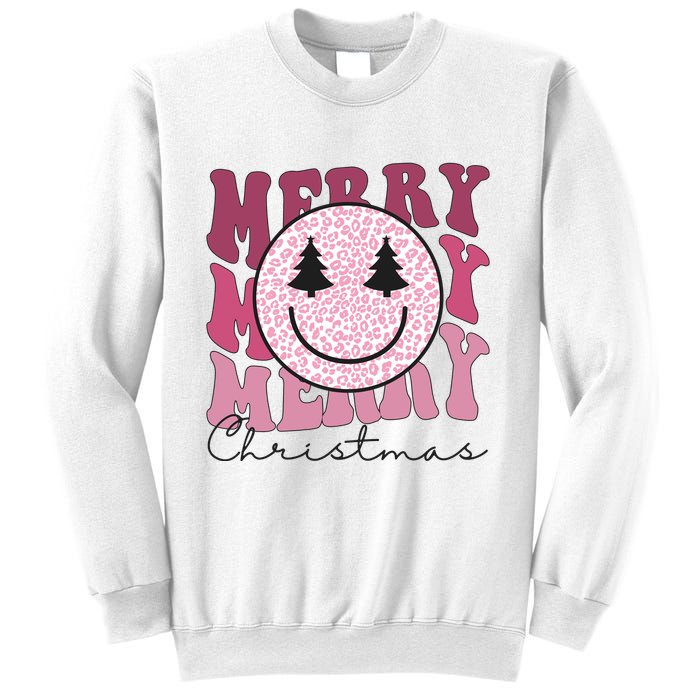 Merry Christmas Retro Leopard Smile Sweatshirt