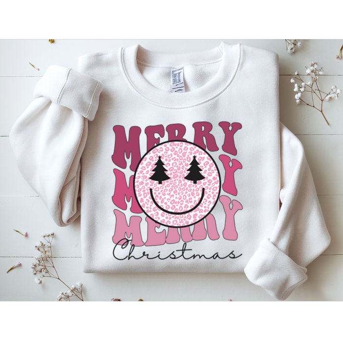 Merry Christmas Retro Leopard Smile Sweatshirt