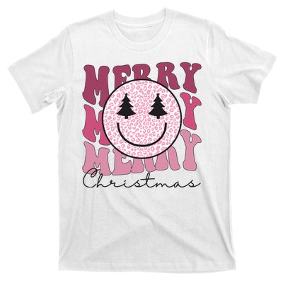 Merry Christmas Retro Leopard Smile T-Shirt