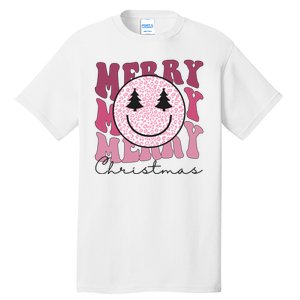 Merry Christmas Retro Leopard Smile Tall T-Shirt