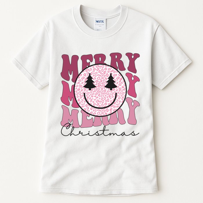 Merry Christmas Retro Leopard Smile Tall T-Shirt