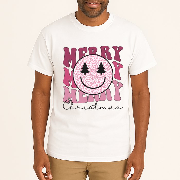 Merry Christmas Retro Leopard Smile Tall T-Shirt