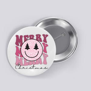 Merry Christmas Retro Leopard Smile Button