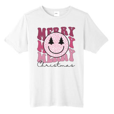 Merry Christmas Retro Leopard Smile Tall Fusion ChromaSoft Performance T-Shirt