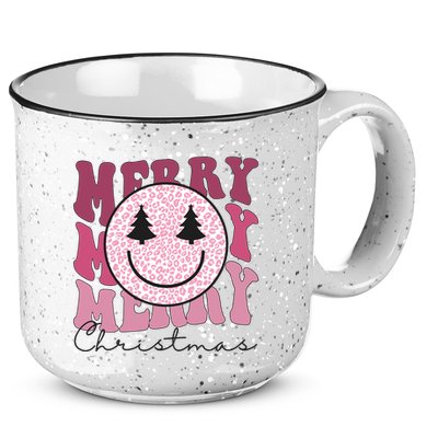 Merry Christmas Retro Leopard Smile 15oz Campfire Ceramic Mug