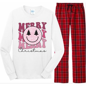 Merry Christmas Retro Leopard Smile Long Sleeve Pajama Set