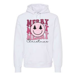 Merry Christmas Retro Leopard Smile Premium Hoodie