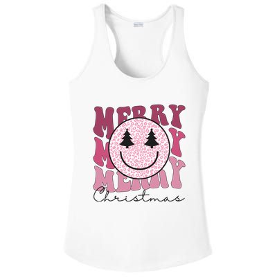 Merry Christmas Retro Leopard Smile Ladies PosiCharge Competitor Racerback Tank