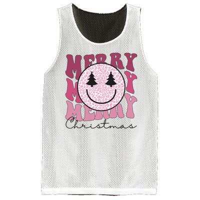 Merry Christmas Retro Leopard Smile Mesh Reversible Basketball Jersey Tank