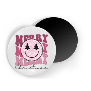 Merry Christmas Retro Leopard Smile Magnet