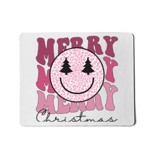 Merry Christmas Retro Leopard Smile Mousepad