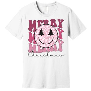 Merry Christmas Retro Leopard Smile Premium T-Shirt