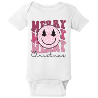 Merry Christmas Retro Leopard Smile Baby Bodysuit