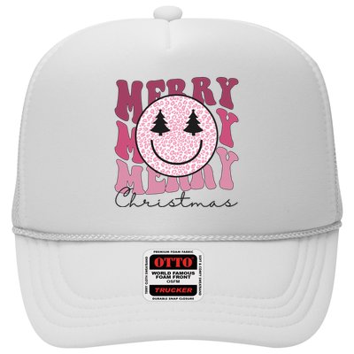 Merry Christmas Retro Leopard Smile Trucker Hat