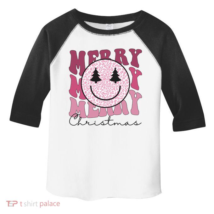 Merry Christmas Retro Leopard Smile Toddler Fine Jersey T-Shirt