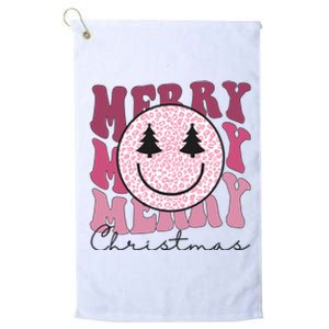 Merry Christmas Retro Leopard Smile Platinum Collection Golf Towel