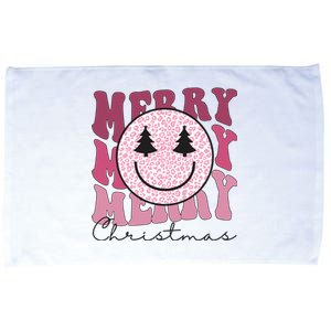 Merry Christmas Retro Leopard Smile Microfiber Hand Towel