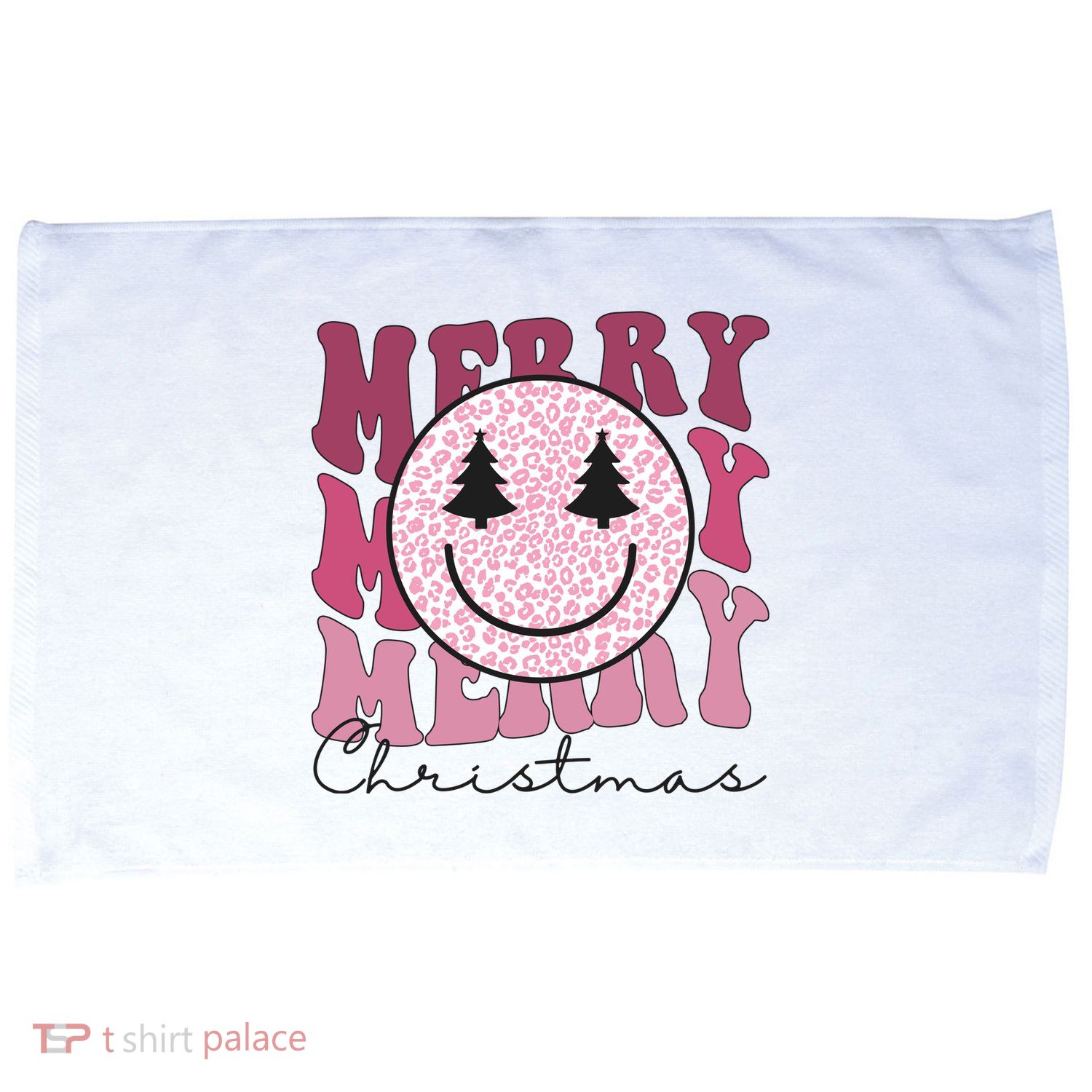 Merry Christmas Retro Leopard Smile Microfiber Hand Towel