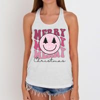 Merry Christmas Retro Leopard Smile Women's Knotted Racerback Tank