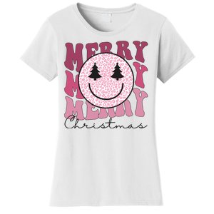 Merry Christmas Retro Leopard Smile Women's T-Shirt