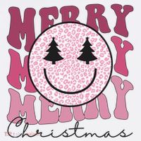 Merry Christmas Retro Leopard Smile Womens T-Shirt
