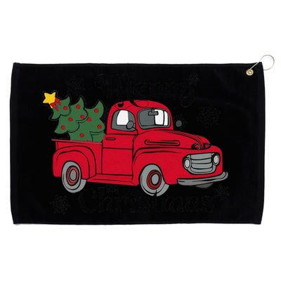 Merry Christmas Red Truck Vintage Holiday Truck With Tree Grommeted Golf Towel