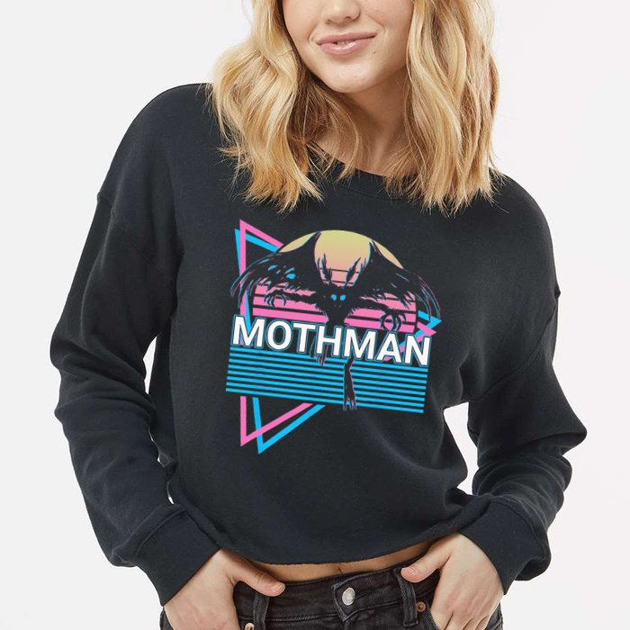 Mothman Cryptozoology Retro Cryptid Cropped Pullover Crew