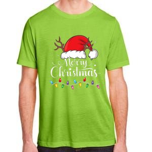 Merry Christmas Red Santa Hat Reindeer Xmas Family Adult ChromaSoft Performance T-Shirt