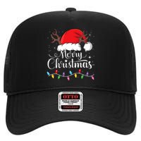 Merry Christmas Red Santa Hat Reindeer Xmas Family High Crown Mesh Back Trucker Hat