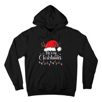 Merry Christmas Red Santa Hat Reindeer Xmas Family Hoodie