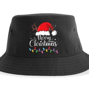 Merry Christmas Red Santa Hat Reindeer Xmas Family Sustainable Bucket Hat