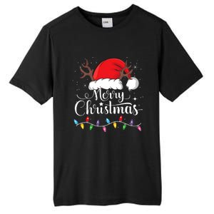 Merry Christmas Red Santa Hat Reindeer Xmas Family Tall Fusion ChromaSoft Performance T-Shirt