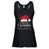 Merry Christmas Red Santa Hat Reindeer Xmas Family Ladies Essential Flowy Tank