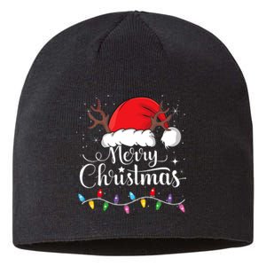 Merry Christmas Red Santa Hat Reindeer Xmas Family Sustainable Beanie