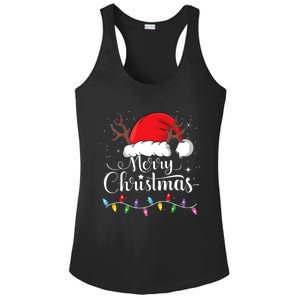 Merry Christmas Red Santa Hat Reindeer Xmas Family Ladies PosiCharge Competitor Racerback Tank