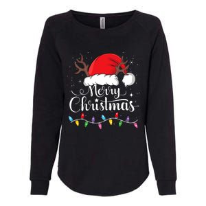 Merry Christmas Red Santa Hat Reindeer Xmas Family Womens California Wash Sweatshirt