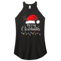 Merry Christmas Red Santa Hat Reindeer Xmas Family Women's Perfect Tri Rocker Tank