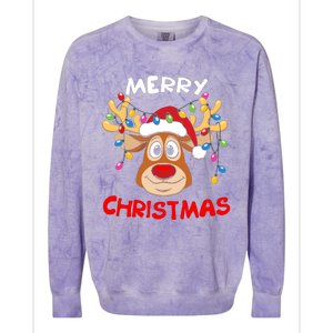 Merry Christmas Reindeer Xmas Family Colorblast Crewneck Sweatshirt