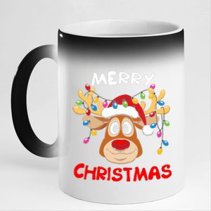 Merry Christmas Reindeer Xmas Family 11oz Black Color Changing Mug