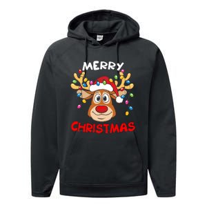 Merry Christmas Reindeer Xmas Family Performance Fleece Hoodie