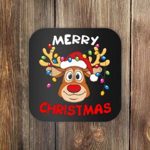 Merry Christmas Reindeer Xmas Family Coaster