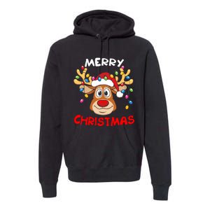 Merry Christmas Reindeer Xmas Family Premium Hoodie