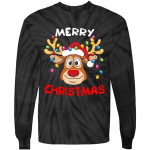 Merry Christmas Reindeer Xmas Family Tie-Dye Long Sleeve Shirt