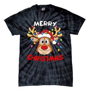 Merry Christmas Reindeer Xmas Family Tie-Dye T-Shirt