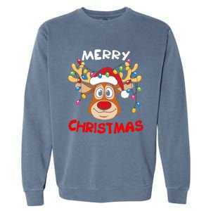 Merry Christmas Reindeer Xmas Family Garment-Dyed Sweatshirt