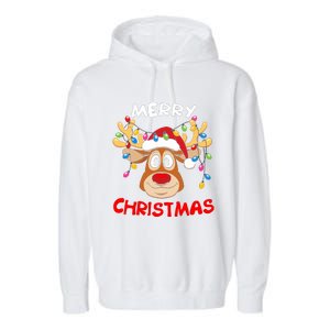 Merry Christmas Reindeer Xmas Family Garment-Dyed Fleece Hoodie