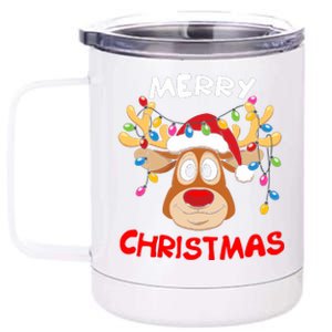 Merry Christmas Reindeer Xmas Family 12 oz Stainless Steel Tumbler Cup