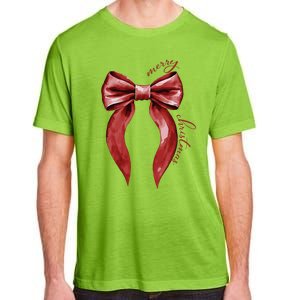 Merry Christmas Red Coquette Bow Merry And Bright Adult ChromaSoft Performance T-Shirt