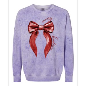 Merry Christmas Red Coquette Bow Merry And Bright Colorblast Crewneck Sweatshirt